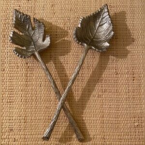 Leaf Salad Servers Silver tone Leaf & Twig Salad Servers